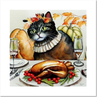 Thanksgiving Celebrations Cat Posters and Art